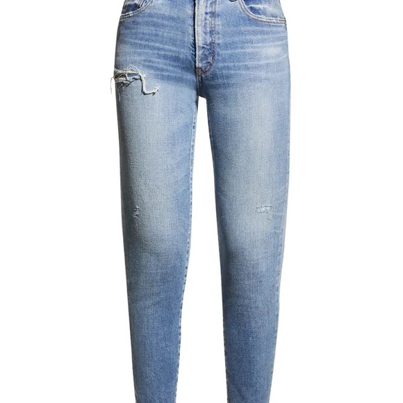 MOUSSY VINTAGE "Hammond" jeans in light wash distressed denim . - Picture 5 of 12